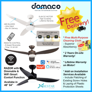 Bestar Razor DC Ceiling Fan With Dimmable 24W 3 Tone LED Light Kit And Smart Wifi Control