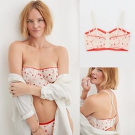 Aerie Show Off Eyelet Garden Sakura Blossom Bustier Organic Cotton Corset Strapless Bustier Bra Sofi