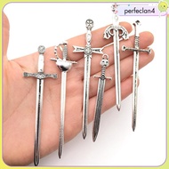 [Perfeclan4] 6pcs Knight Sword Pendants Swords Miniature Long Sword for DIY Craft Necklace Jewelry M