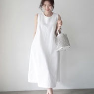 Dress Sleeveless Long Cotton Linen S-XL Casual Loose Fashion Wear Korean Version Vest NE329-A1.2009 