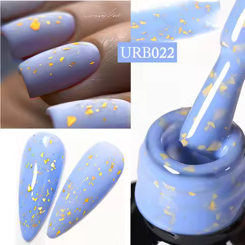 UR SUGAR Blue Color Rubber Base Gel Nail Polish Gold Glitter Base Gel Top Coat Soak Off UV LED Gel N