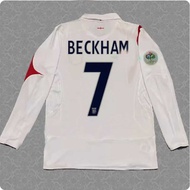 26 England Jersey Home No. 7 Beckham Long Sleeve Football Jersey 06 World Cup 4 Gerard