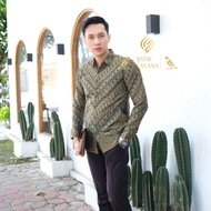 HIJAU KEMEJA Dwipamda Sage Green Slimfit Batik Shirt Baju Batik Lelaki