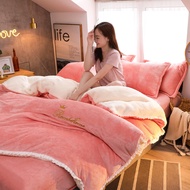 Solid Color Thickened Warm Flannel Autumn Winter Single Double Duvet Cover Single Piece Lamb Fleece 