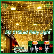 👍Christmas Lampu raya Curtain Light 5M 216Led Party Outdoor waterproof Hanging Lampu Starry String C