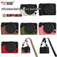Canon R50V Leather Camera Half Case for Canon EOS R50V PU Protective Bade Casing Cover