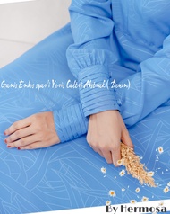 Gamis denim syari-Gamis hermosa denim-pakaian lebaran warna denim-gamis biru denim umbrella terbaru