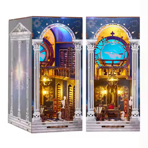 NEW DIY Wooden Book Nook Shelf Insert The Secret Scroll Of The Galaxy Miniature Model Kits Bookshelf