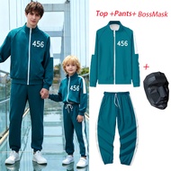 Squid Game For Men Adult Costume 456 Number BlueTracksuit for Boy Cosplay Halloween Party Mask Set