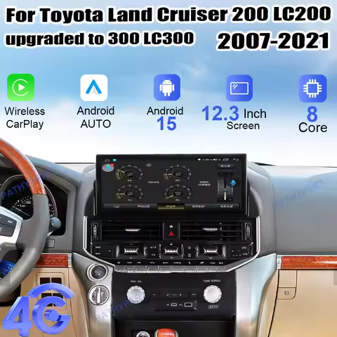 Android 15 12.3" Carplay Screen For Toyota Land Cruiser 200 LC200 Upgraded To 300 LC300 2007-2021 Ra