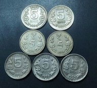 India 3 Series Of 5 Rupee Coins 1994 -2016 ( 7 Coins )