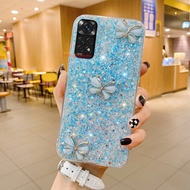 KONSMART Phone Case For Xiaomi Redmi Note 11 Pro 5G 4G 11 11s 4G Global Version 2022 Bright Shiny Bling Glitter Star Space With Crystal Butterfly Casing For Redmi 10C 10 Note 10 10s 10 Pro Soft TPU Case