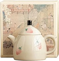 12l/4oz hand-drawn strawberry home kung fu tea, Chinese ceramic tea set teapot - Qin Quan teapot [ b