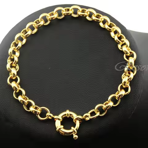1pcs 6mm Yellow Hand Bracelets Man's Womens Gold Color Bracelet Rolo Chain Jewelry E518