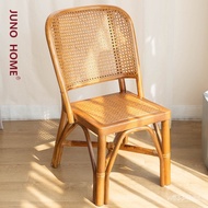 ‍🚢Small Rattan Chair Natural Real Rattan Recliner Chair Rattan Woven Small Chair Dining Chair Single Leisure Home High B