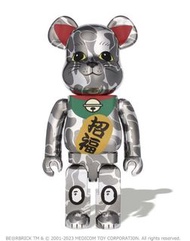 Bape bearbrick 1000% 銀 招財貓