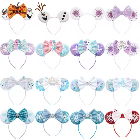 Disney Mickey Mouse Frozen Ear Headbands for Kids Girls Anna Elsa Snowman Olaf Headwear Adults Hairb