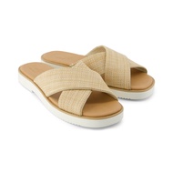 TOMS รองเท้าลำลองผู้หญิง สลิปออน รุ่น Mae Crossover Almond Raffia (CE) รองเท้าลิขสิทธิ์แท้