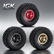 4PCS Aluminum Alloy 1.0 Inch Spoke Wheel Rims BFGoodrich Style Rubber Tires For 1/24 Scale SCX24 TRX