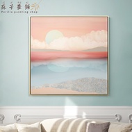 Nordic abstract sea view beach sunset pink landscape decoration painting living room background wall