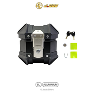 Universal 5L 10L 18L Aluminium Top Box | Black / Silver | [Free Base Plate + Stickers + Inner Pads]