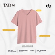 HN2 Salem Antibacterial Plain T-Shirt Adult Short Sleeve V-Neck Premium Cotton Combed 30s SML-XL-XXL