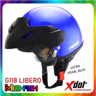 TOPI KELEDAR XDOT X-DOT G118 LIBERO HELMET DESIGN SGV CRUISER ( ULTRA PEARL BLUE -BIRU)