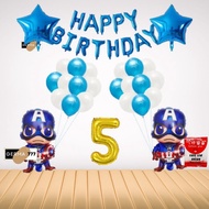 (20Pcs Balloons) Kuromi Spiderman Captain Foil Birthday Decoration Package Happy Birthday Set