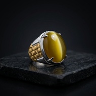 Batu Cincin Akik Mata Kucing Warna Kuning Yellow Cat Eye