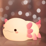 Ammonite Axolotl Gifts, Axolotl Night Light for Kids - Squishy Silicone LED Touch Cute Lamp, Xmas Bi
