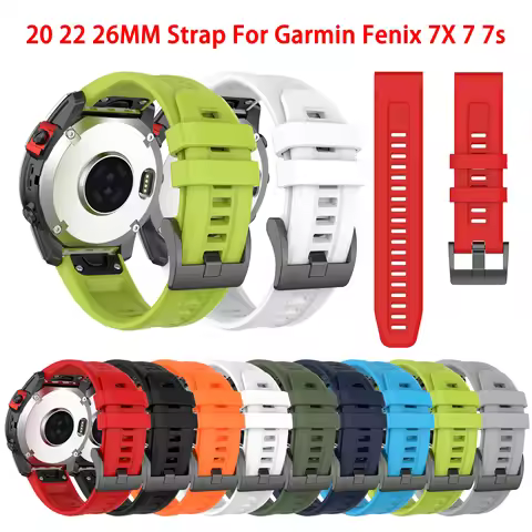 QuickFit 20mm 22mm 26mm Silicone Strap for Garmin Fenix 7X 6X Pro 5X Plus 7 6 5 7s 6s 5s 3HR D2 MK1 