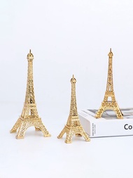 1入組北歐風格奢華金色巴黎埃菲爾鐵塔模型,創意窗戶展示道具附盒