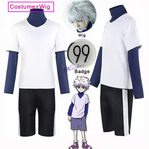 Anime Hunter Killua Zoldyck Cosplay Costume Number 99 Badge Halloween Christmas Party Suit Shirt Tsh