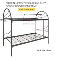 Black Mix Silver With Towel Rack DD9011N New Sentosa Heavy Duty Double Decker Bed Frame