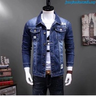 Ready Stock jaket jeans lelaki denim coat Denim jacket men's slim vintage stretch jeans suit trendy 