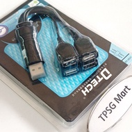 USB hub 20Cm long / USB 2.0 Hub 1 to 4 Port (Genuine Dtech brand)