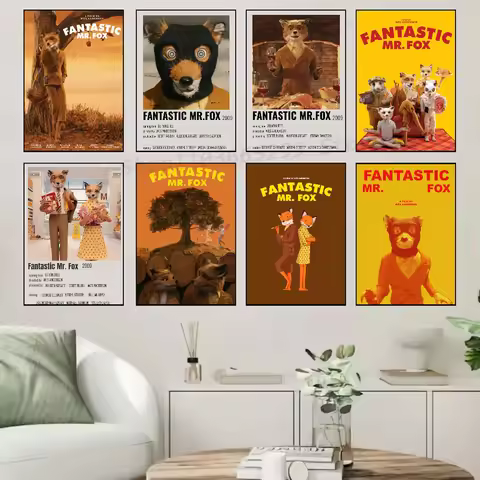 1pc Movie The Fantastic Mr. Fox Poster Self-adhesive Art Waterproof Paper Sticker Coffee House Bar R