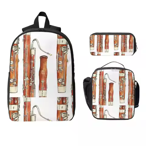 The Bassoon Backpack Student Boys Girls BookBag School Bag Laptop Shoulder Bags 3ps Insulated Lunch 
