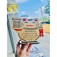 Qr Code scanning board, cheap wooden God of Wealth Cat Wooden Board, Desktop Qr Code