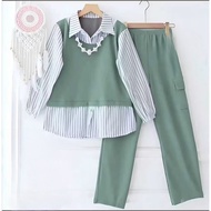 Cod Children's Suit Kids Tpa Oneset Children's Ramadhan Eid 7-15 Tun Secelan Jilbab Tanggung Eid Al-