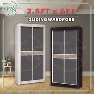 [TW][Siap Pasang] 2.5 FT Sliding Wardrobe in Grey Door/ 2.5 Kaki Almari Baju Sliding Grey- Wenge/Beige