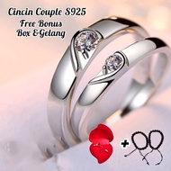 S925 Silver Couple Ring Adjustable 925 Silver Couple Ring Men's and Women'sRing Sterling Silver S925