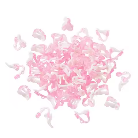 50pcs Plastic Clip-on Earring Findings Pink 14x9x13mm