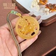 黃龍玉福袋吊墜 黃玉貔貅財神掛件 葫蘆項鏈 景區