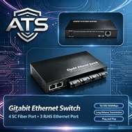 Fiber Optical Switch 4 SC 3 RJ45 Gigabit Ethernet Switch 4F3E Media Converter with 5V2A power supply