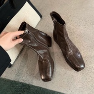 Giày boot da mềm cao cấp bốt nữ khoá kéo sau phong cách Hàn Quốc nữ tính kiểu dáng hiện đại sang trọ