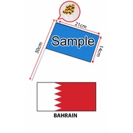 Bahrain Hand Flag With Stick (14x21cm)/ Bendera Tangan Dunia Bahrain (14x21cm)