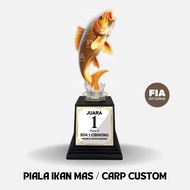 Piala Akrilik Custom Stiker Tatakan Souvenir Hadiah Kemerdekaan Agustusan, Ikan Mas / Carp, Motocros