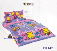 TOTO   (CU142) ลายหมีพูคิ้วตี้ Pooh Cutie  ชุดผ้าปูที่นอน ชุดเครื่องนอน ผ้าห่มนวม  ยี่ห้อโตโตแท้100%