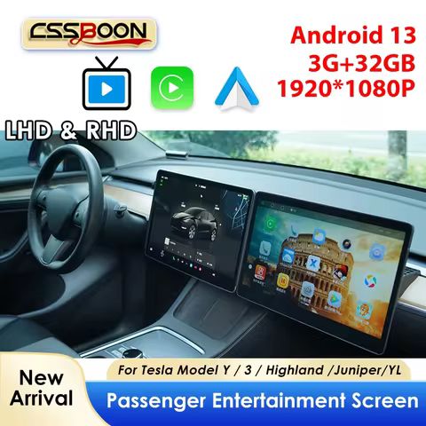 CSSBOON 15.6 Inch Passenger Entertainment Screen for Tesla Model 3 Y Highland Support Wireless Carpl